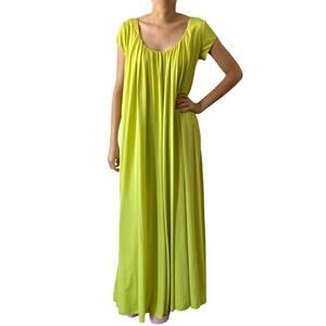 Vintage Lucie Ann Womens Green Short Sleeve Glamour Nightgown